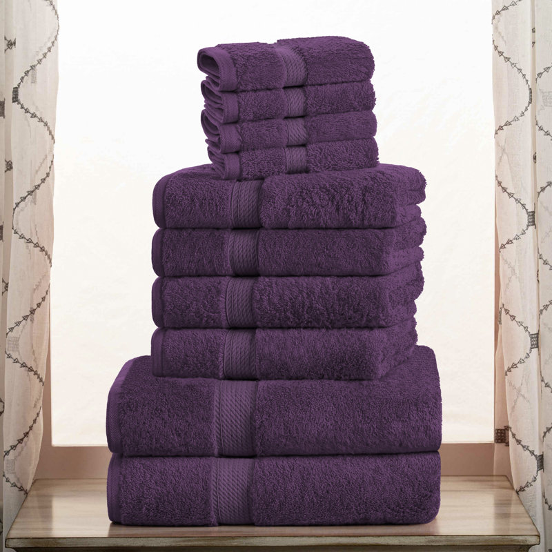 Scotia Egyptian Cotton Bath Towel Set, Plum, 10Pc Towel Set (2Bath, 4Hand, 4Face)