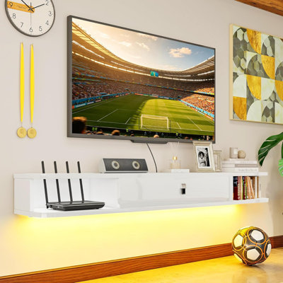 SME-DSG12-55 55.12-inch Floating White TV Stand 140x24x16cm