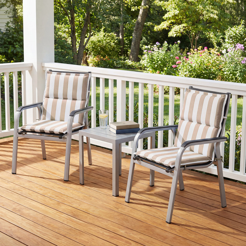  Outdoor Flanged Chair Cushions Set of 2, 39 x 20 x 2.4 Inch, Beige 