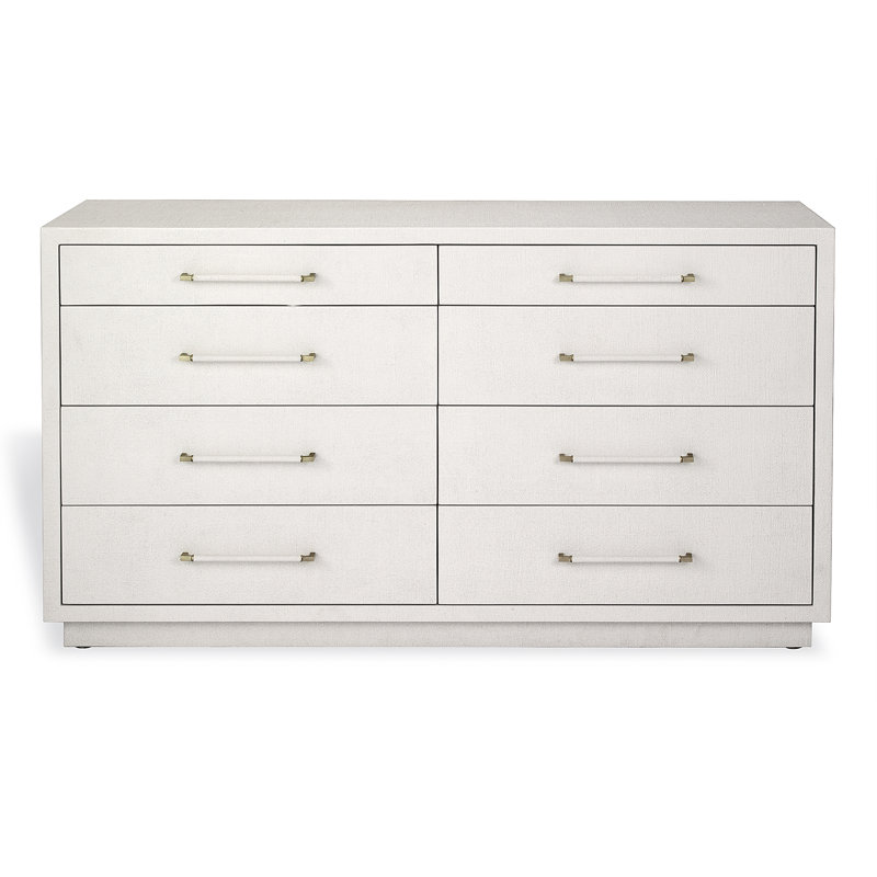 Taylor Solid Wood 60'' W 8 - Drawer Dresser, Natural White/Champagne Silver