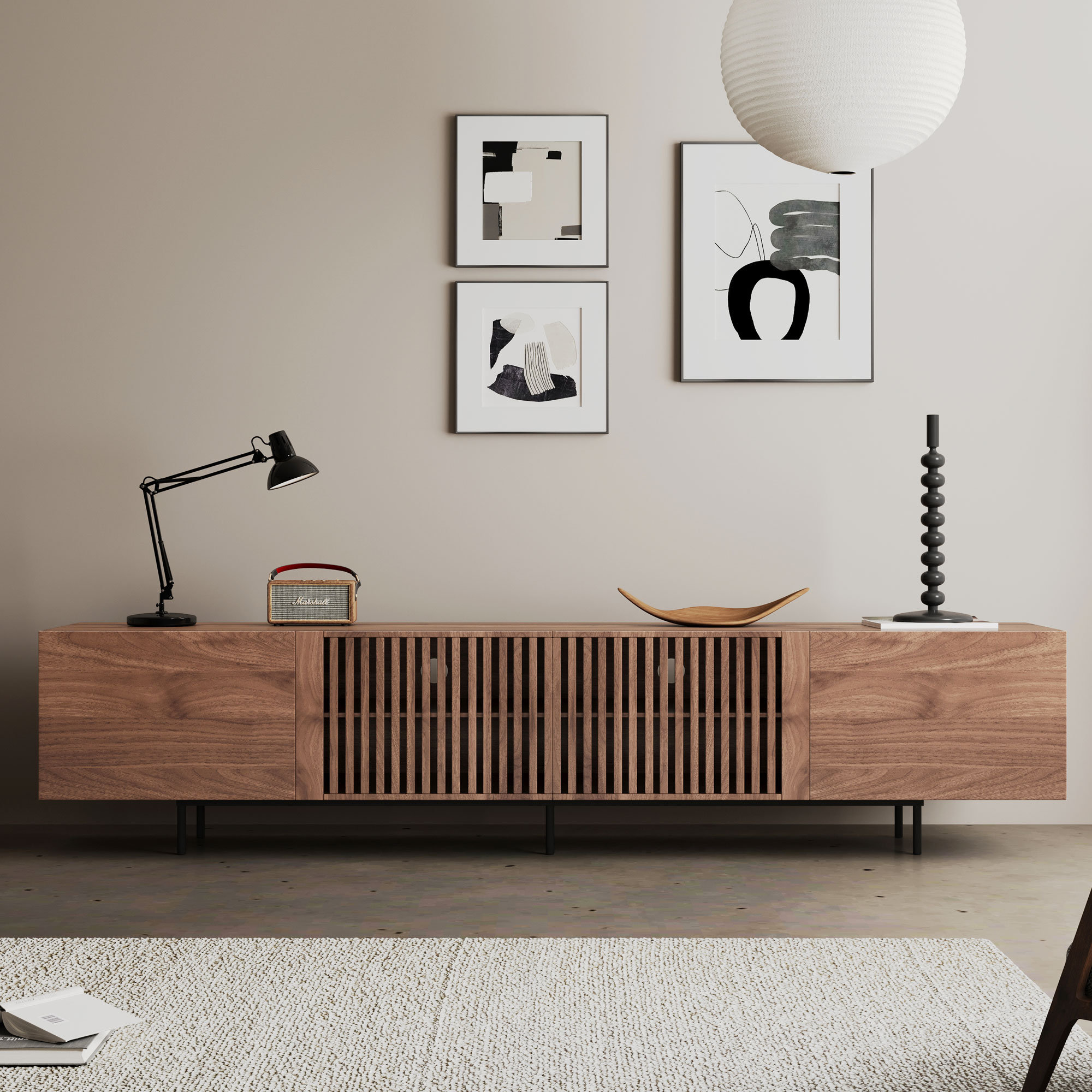 Ahijah Mid Century Modern TV Stand Latitude Run Overall Entertainment Center Width Side to Side 94.48 W