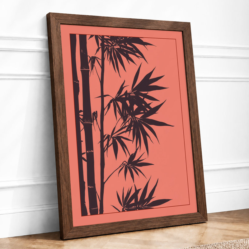 Bamboo Silhouette Botanical - Framed Print, A2 - 59.4 x 42.0 cm, Walnut