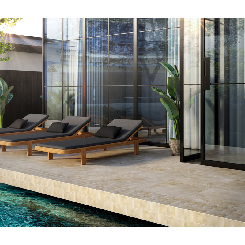 Wave 4 in. x 4 in. Grid Honed Porcelain Tile, Ash