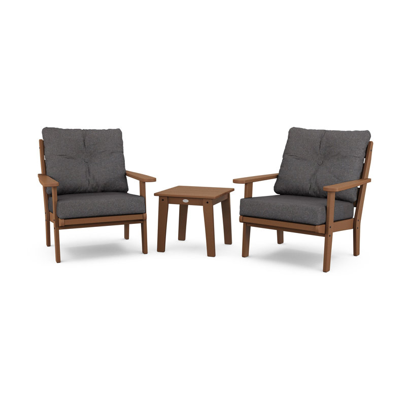 Lakeside 3-Piece Deep Seating Chair Set, Teak, Ash Charcoal