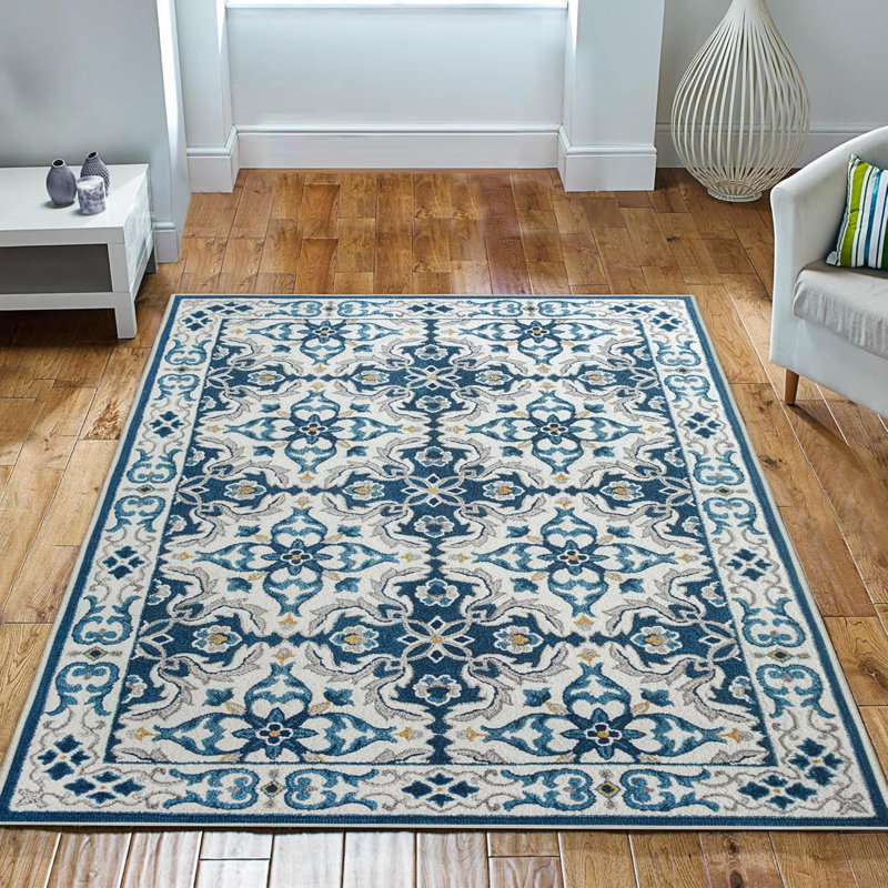 Aspire Homeware Blue Traditional Area Rug Vintage Indoor Carpet, Rectangle 120 x 170 cm