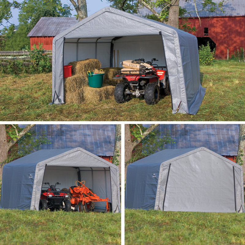 12' x 12' Gray Portable Steel Frame Shed