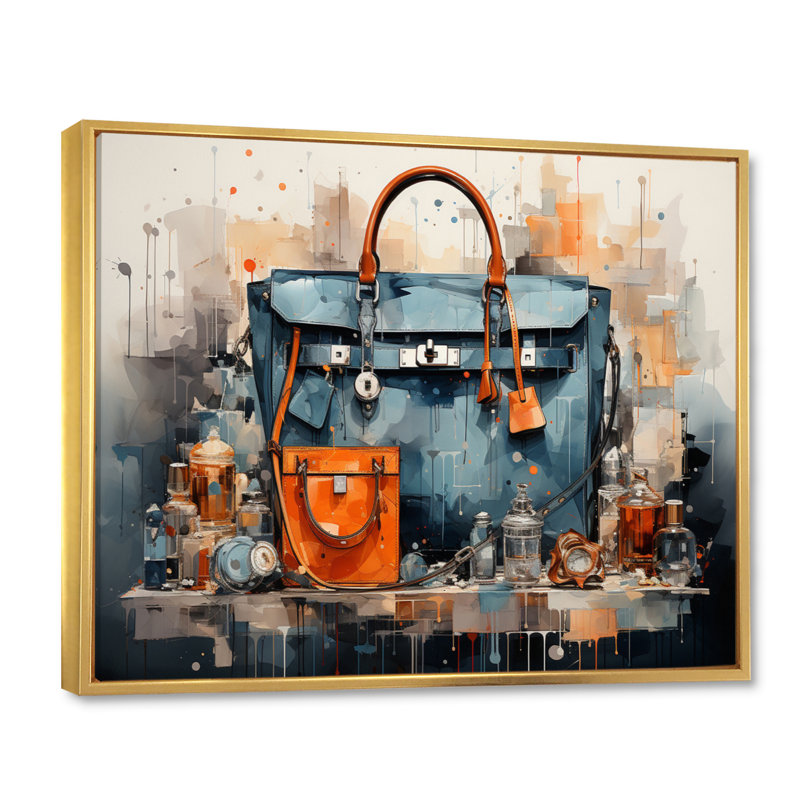 Minimalim Black Handbag - Fashion Canvas Prints, H 34 po x l 44 po x P 1,5 po, Cadre flottant doré