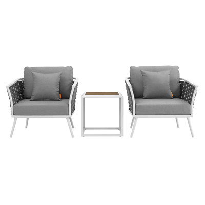 Ensemble de canapé modulaire d'extérieur en aluminium 3 pièces Modway Stance