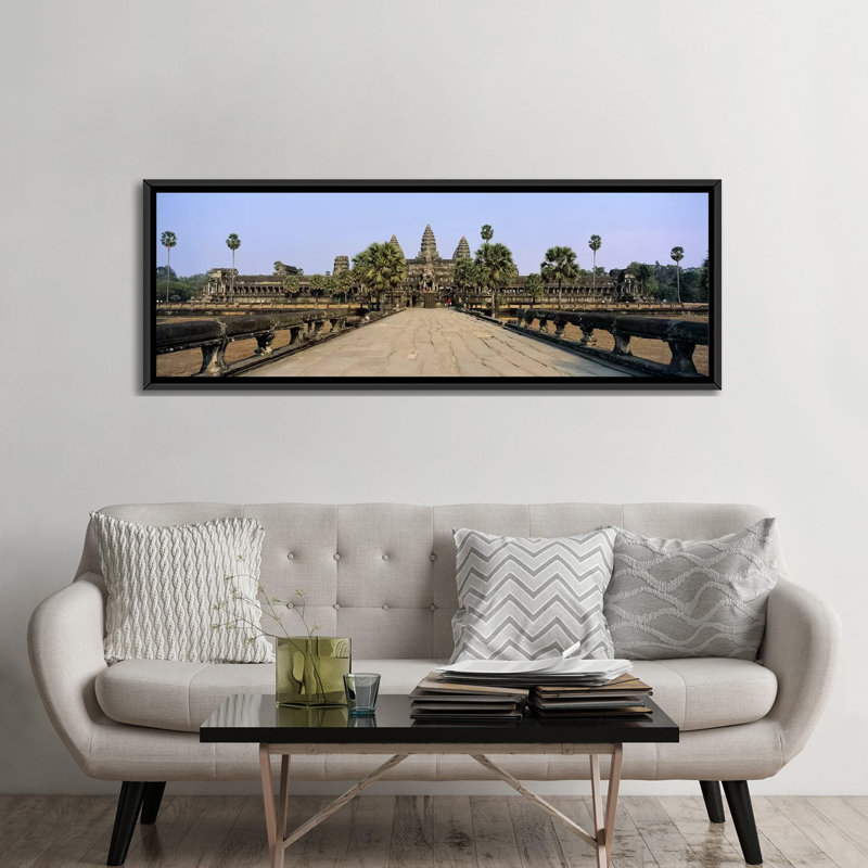 Panorama angkor wat, siem reap, cambodge-reproduction de photo sur toile tendue, H 20 po x l 60 po x P 1,5 po, Cadre noir