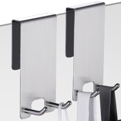 KEGII Shower Towel Hooks, Extended Over Glass Shower Door Hanger for Towels & Robes, Rustproof Bathroom Towel Rack, 2-Pack,Silver