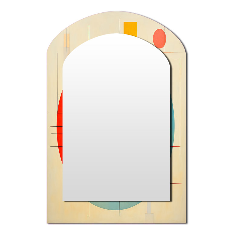 Syncronicities Midcentury Elegant Retro Art IV - Mid-Century Modern Arch Unique Wall Mirror, Modern, 43 po x 33 po