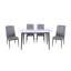 Ensemble de salle à manger 5 pièces transitionnel - Table rectangulaire blanche avec chaises rembourrées en similicuir gris-1155645576