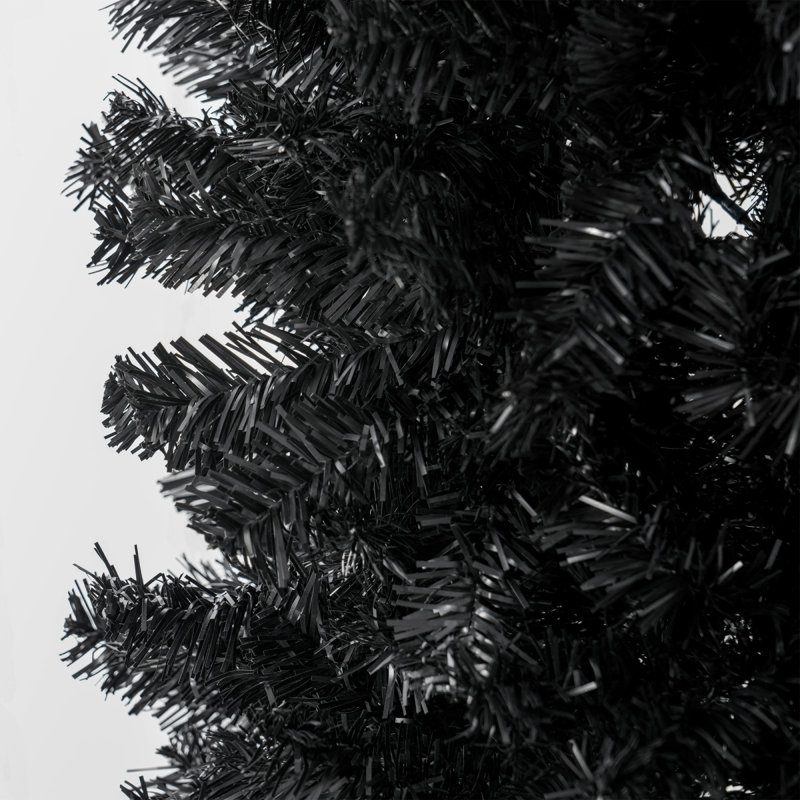 Arbre de Noël HOMcom 8 pi, arbre de Noël artificiel non éclairé, sapin de Douglas mince avec branches réalistes, arbre d'Halloween avec 1168 pointes, noir