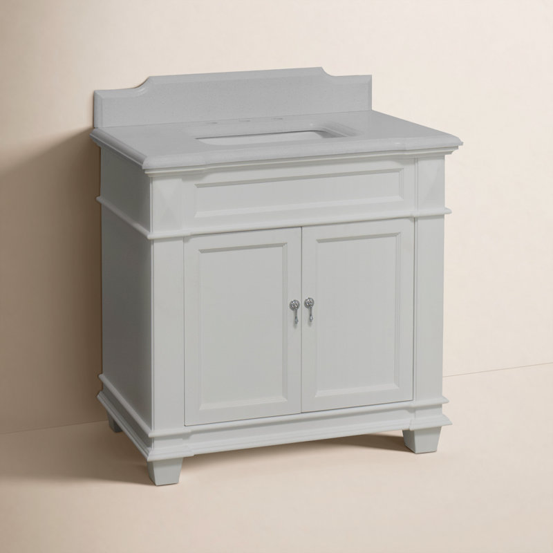 Aoibhin 36'' Single Bathroom Vanity with Top, White Quartz, White