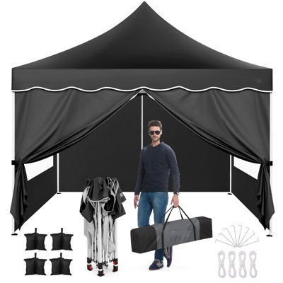 TOOLUCK 3 x 3m Folding Gazebo Waterproof Stable with 4 Side Panels