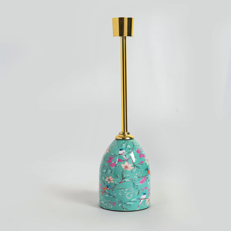  Aqua Flora Tapered Candleholder, 10" H x 4" W x 4" D