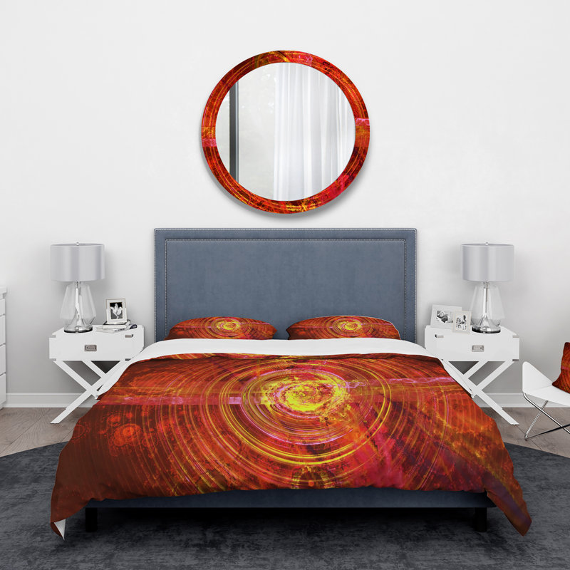 Ensemble de housse de couette Spiral Bright Fractal Geometric IV - Modern - microfibre de polyester