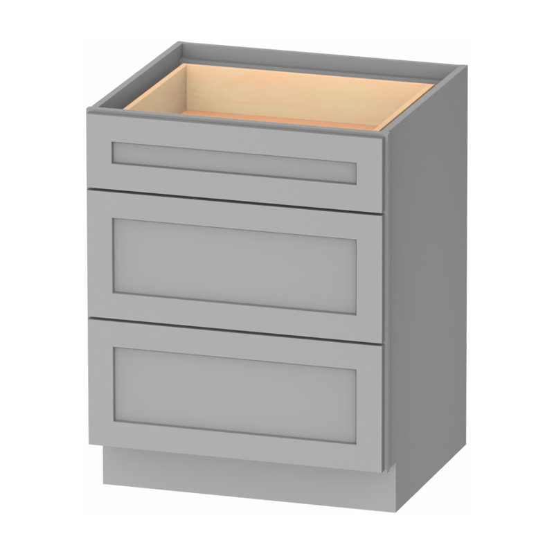 Meuble bas standard en contreplaqué gris Kindwood Eco Shaker, 68,6 cm (L) x 61 cm (P) x 87,6 cm (H), prêt à assembler, Gris