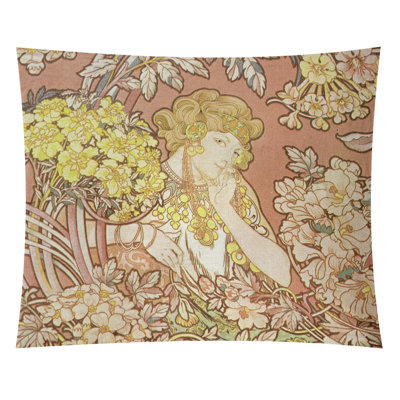 Femme entre des fleurs tapisserie Magdaleno