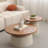 Round Nesting Coffee Tables, Set of 2, Modern Wood Side Tables with Metal Base, 27.6" & 19.7"