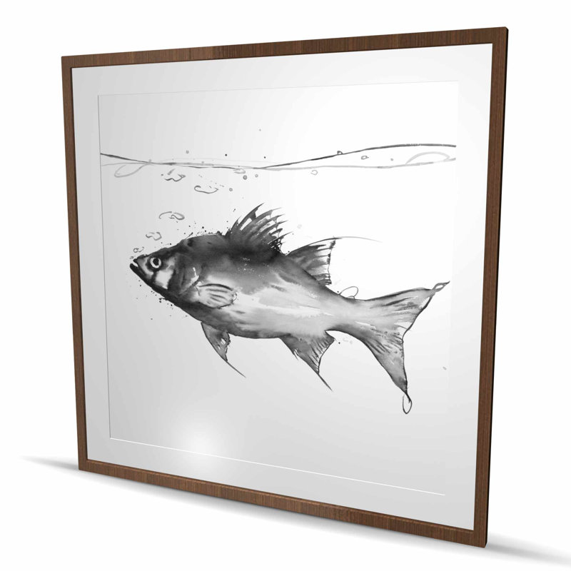 Natation de poisson - Black Man Cave, H 48 po x l 48 po, Brun