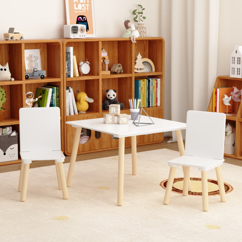 Ensemble de table pour enfants et 2 chaises, ensemble de 3 pièces de table et de tout-petits pour enfants, ensemble de table de jeu en bois