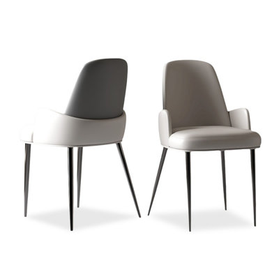 Chaise d'appoint à dossier solide gris (ensemble de 2)