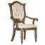 Ensemble de 2 fauteuils en chêne vieilli / chêne vieilli Seven Oaks avec dossier capitonné et accoudoirs à volutes