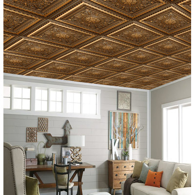 Falkirk Perth 24'' L x 24'' W High Gloss Polyvinyl Chloride (PVC) Glue Up Ceiling Tile