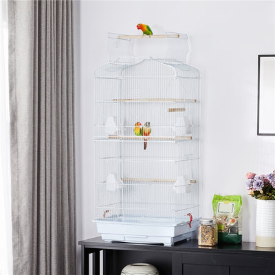 104.5cm Iron Victorian Top Table Top Bird Cage with Perch