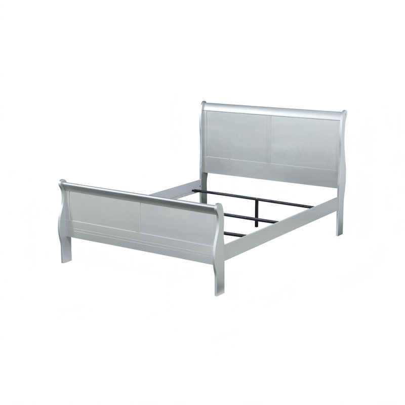 Solid Wood Twin Sleigh Bed in Platinum