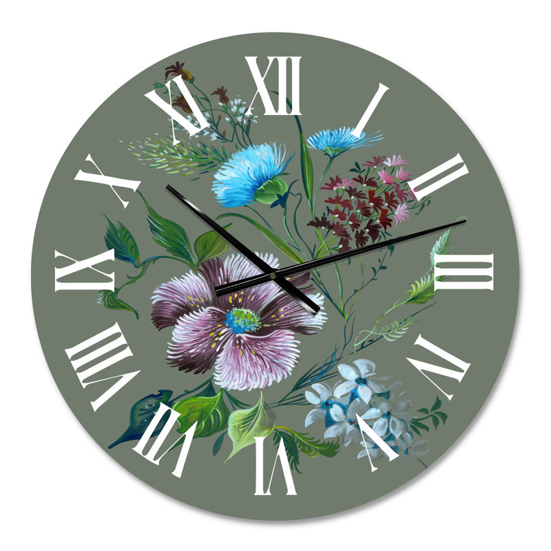 Horloge murale traditionnelle mauve et turquoise, Moyen