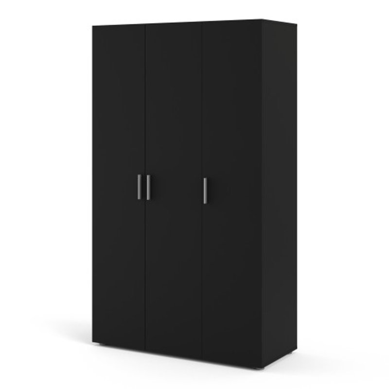 Diamone 3 Door Manufactured Wood Wardrobe, Black