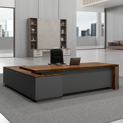 Officesimpli 64 X 63 X 30 Inch Modern L-Shaped Executive Desk Office Workstation With Cabinets, Hidden Storage And Lockable Drawers, Made In USA