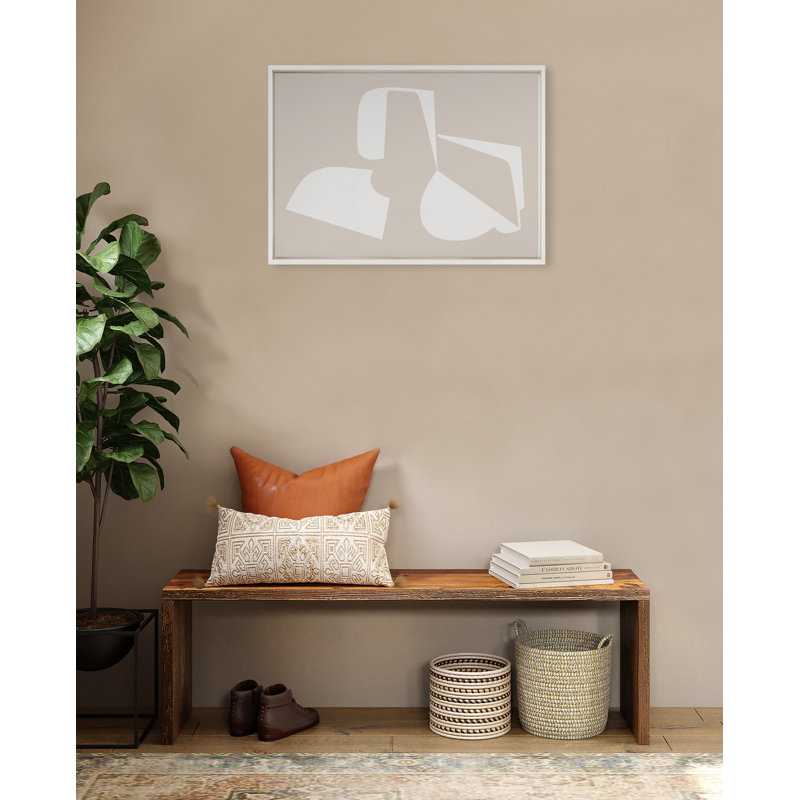«Eye Catching Sleek Abstract 3 White and Beige» par The Creative Bunch Studio, reproduction d'art sur toile encadrée