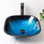 Lavabo de salle de bain vasque carré en verre trempé L 16-3 / 4 po x l 16-3 / 4 po avec drain escamotable et robinet