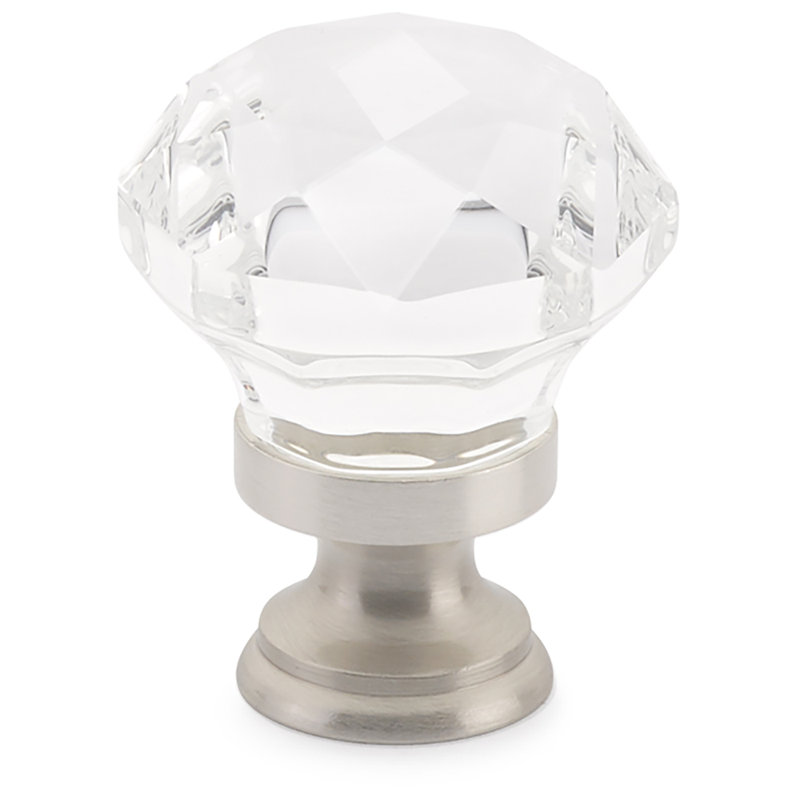 Crystal Round Knob, 1", Satin Nickel