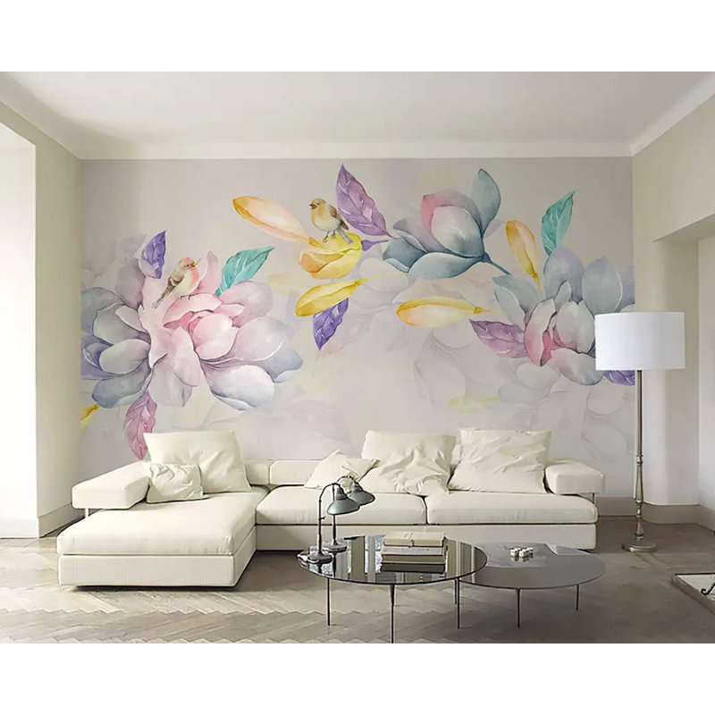 Papier peint à fleurs aquarelle Arnoli, l 75 po x L 49 po