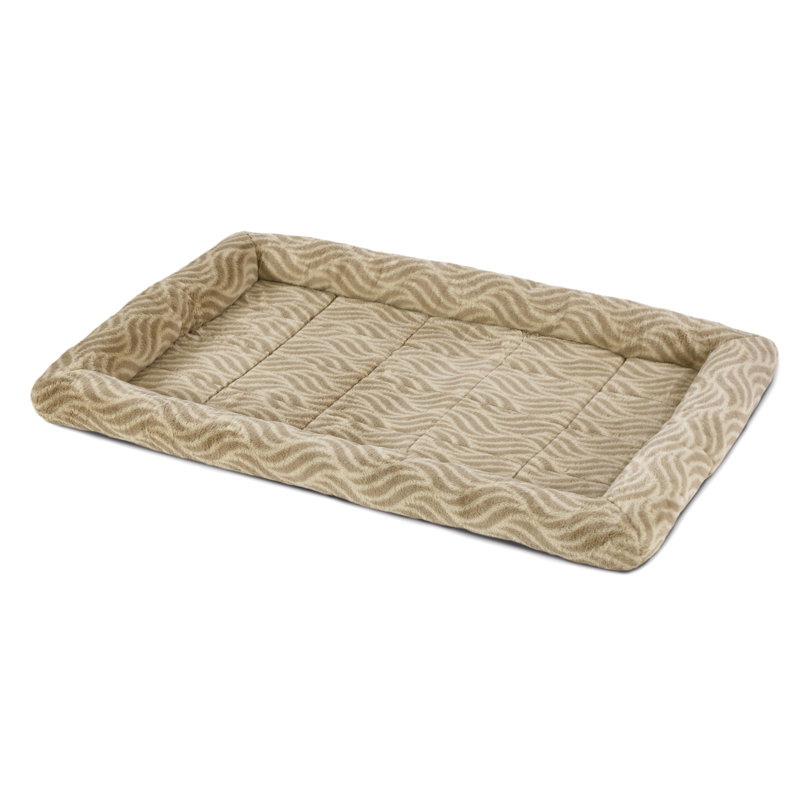 Tan Polyester Wave Bolster Pet Bed for Medium Breeds