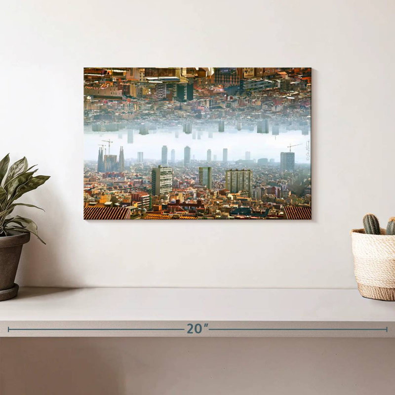 Paysage double de Barcelone, H 8 po x l 12 po