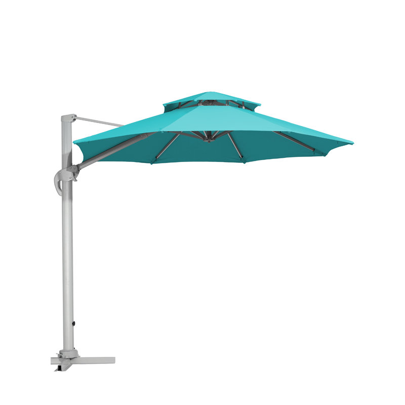 Parasol en porte-à-faux tout aluminium de 132 po Beeta, Bleu paon