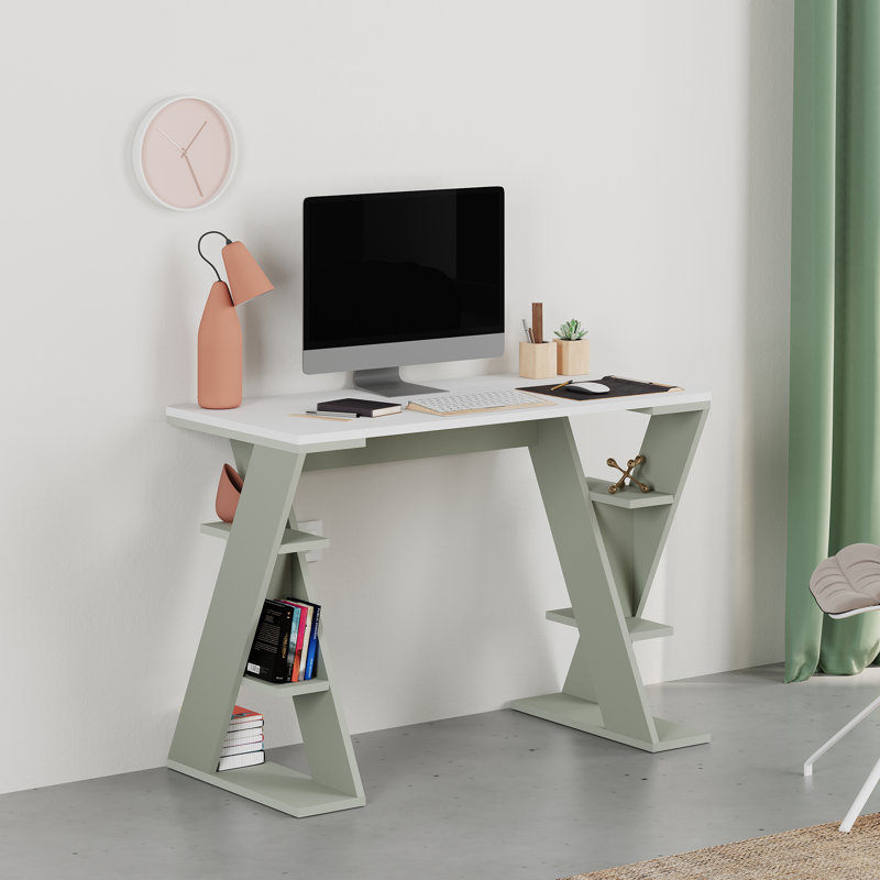 Standing Desk, White/Ash Green, White