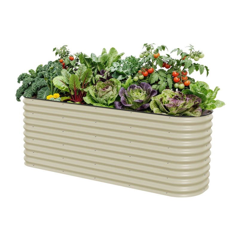 32" Tall 9 In 1 Modular Metal Outdoor Raised Garden Bed, Pearl White, 32" H x 42" W x 78" D