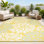 Zinnia Modern Floral Textured Weave Yellow/Cream Indoor/Outdoor Rug