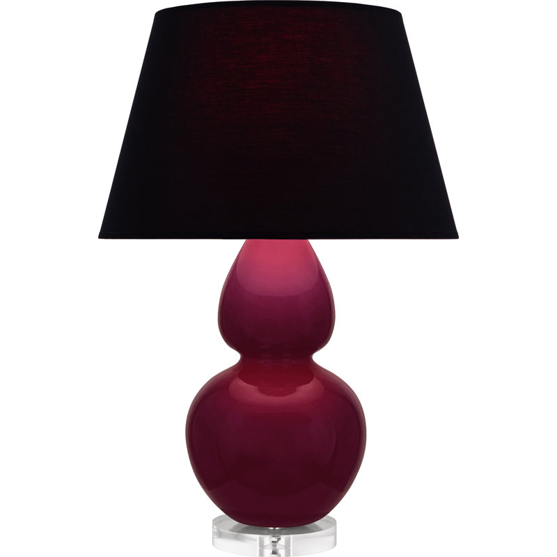 Double Gourd Table Lamp, Navy with Gray Lining, Sugar Plum Glazed/Silver