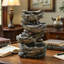 Zinn Hand Crafted Weather Resistant Waterfall Fountain with Light