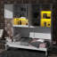 Lit escamotable simple de taille simple avec armoire murale, supports, lit pliant peu encombrant avec éclairage et ports USB-1203774780