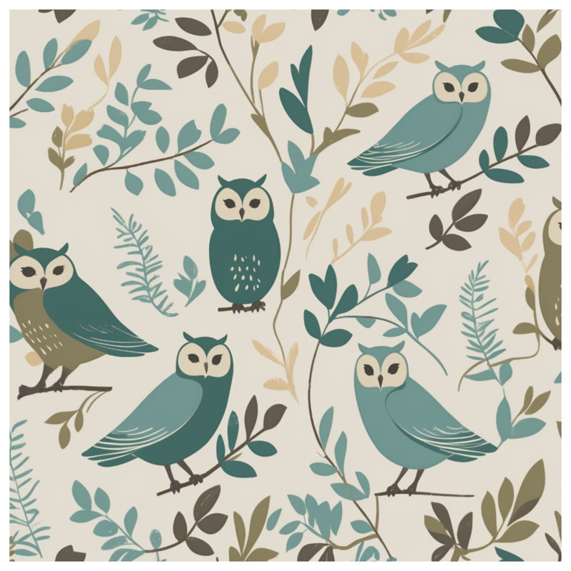 Owl Leaf Pattern Duvet Covers, Queen