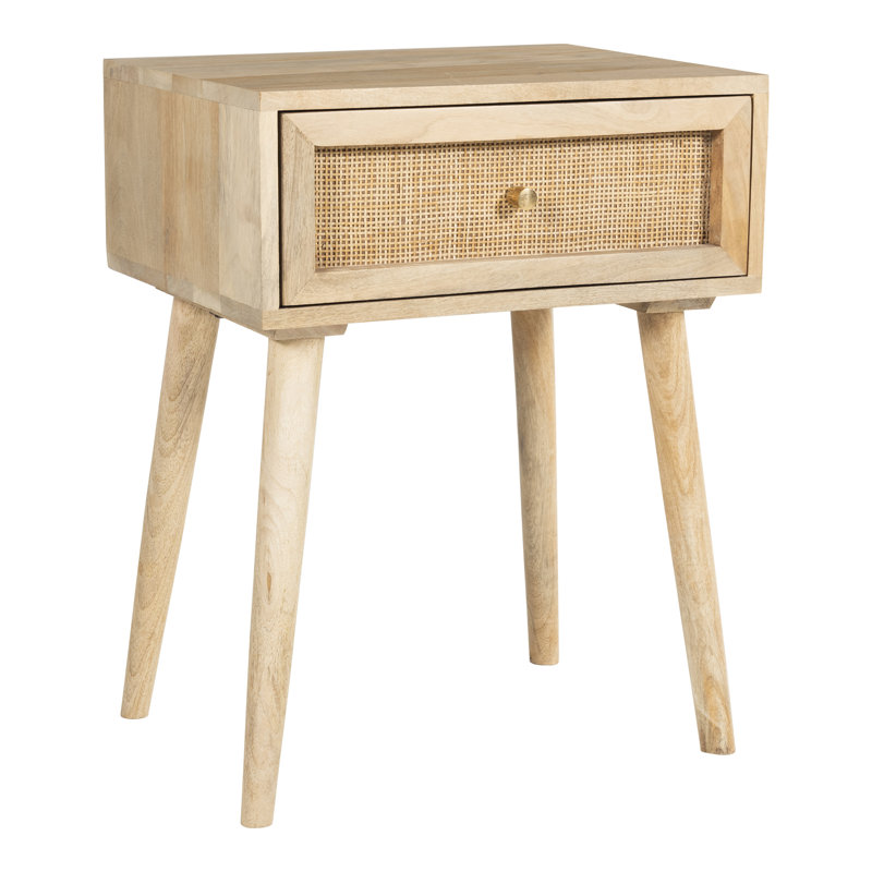 Table de bout en bois massif avec rangement Nico, Naturel