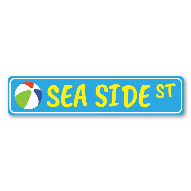 Plaque en aluminium Seaside Street, H 4 po x l 18 po x P 0,04 po